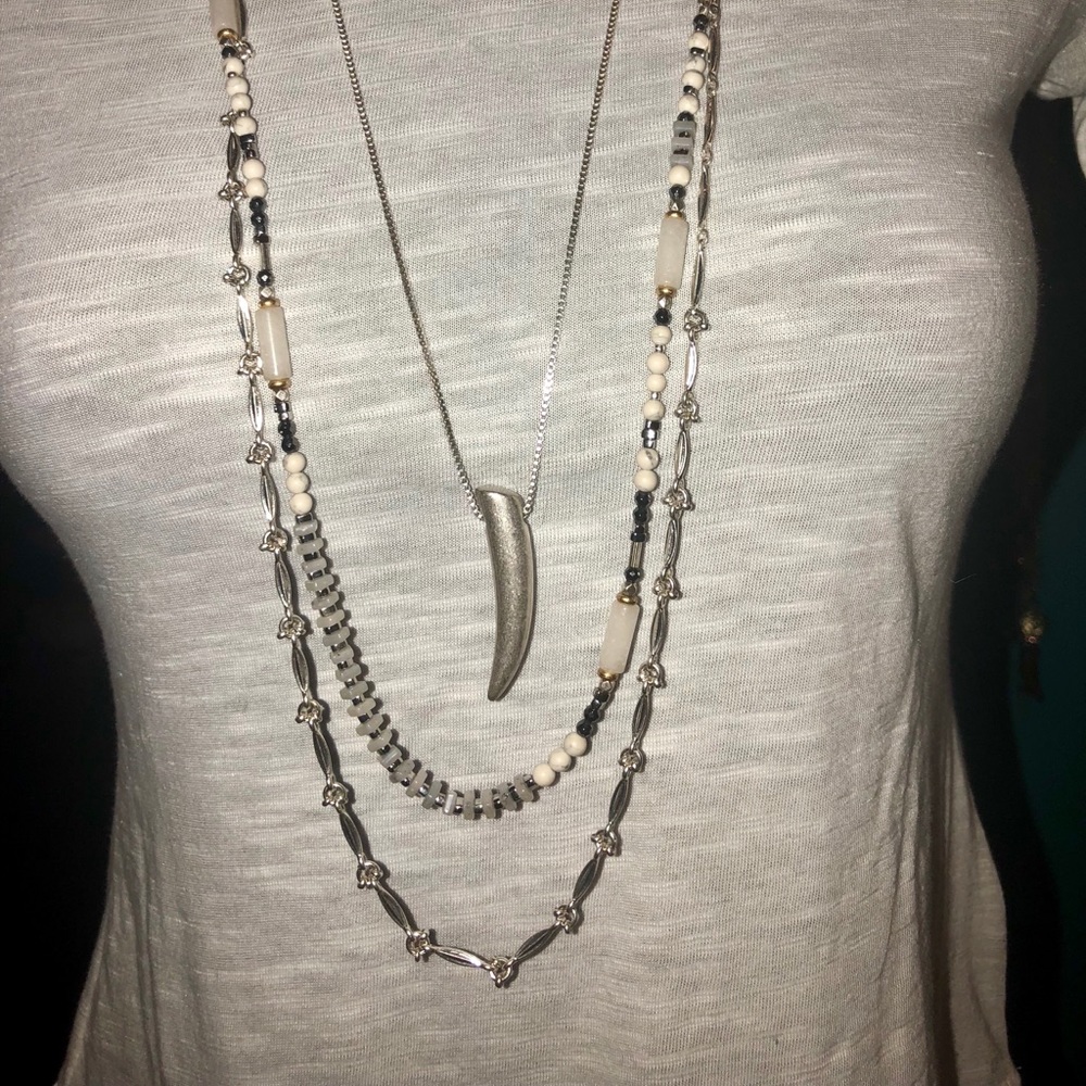 Stella & Dot Silver Triple Strand Necklace